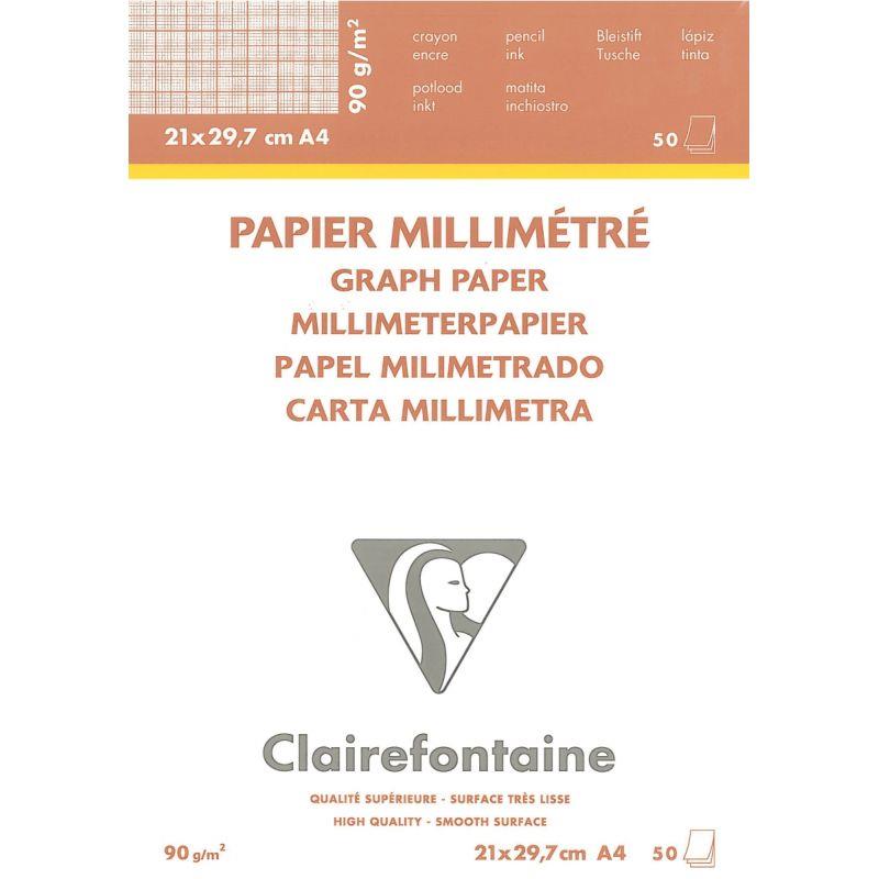 Image de  Bloc de 50 feuilles de papier millimétré velin format 21x29,7mm 