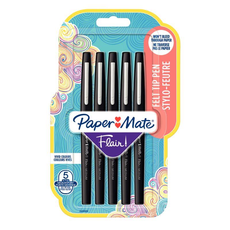 Image de  Blister de 5 feutres Flair noirs 