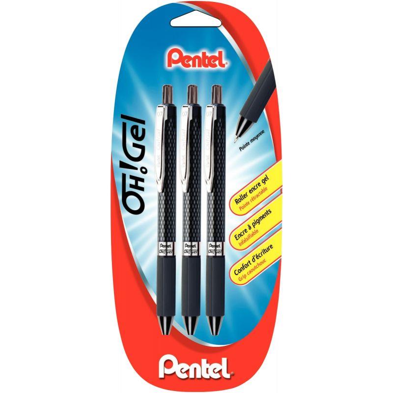 Image de  Blister de 3 rollers gel OH noirs 