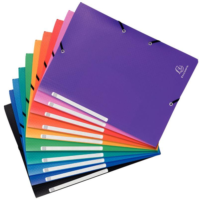 Image de  Paquet de 10 chemises 3 rabats à élastiques OPAK en polypropylène 5/10ème, coloris assortis 