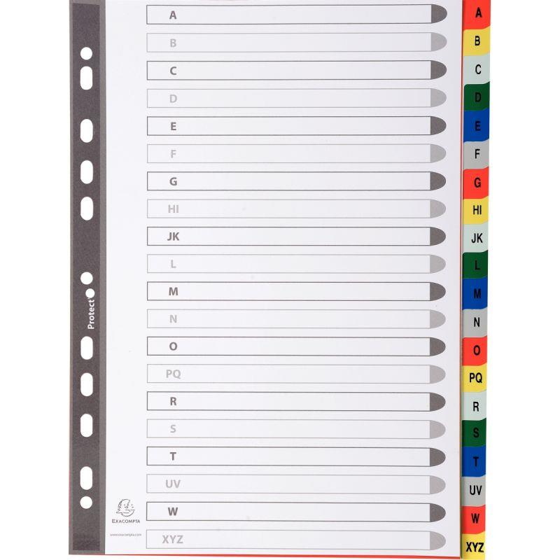 Image de  Jeu de 20 intercalaires alphabétiques en polypropylène coloré, format A4 