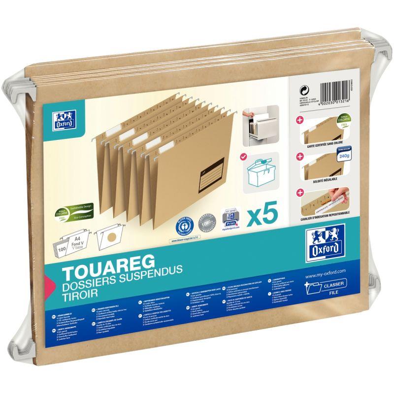Image de  Paquet de 5 dossiers suspendus TOUAREG pour tiroir, dos V 
