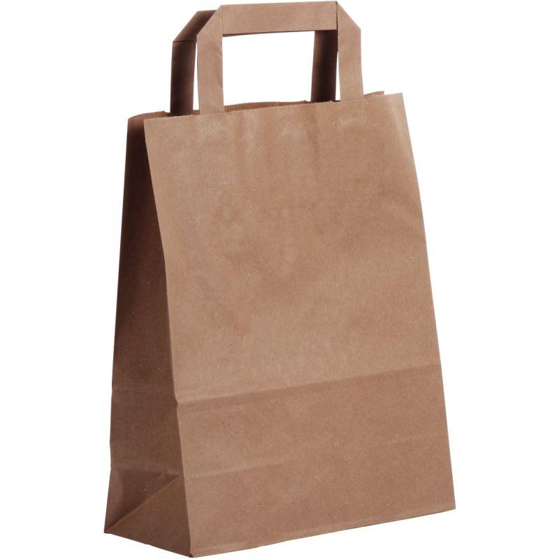 Image de  Paquet de 50 sacs kraft brun 22+10x28cm poignées plates 