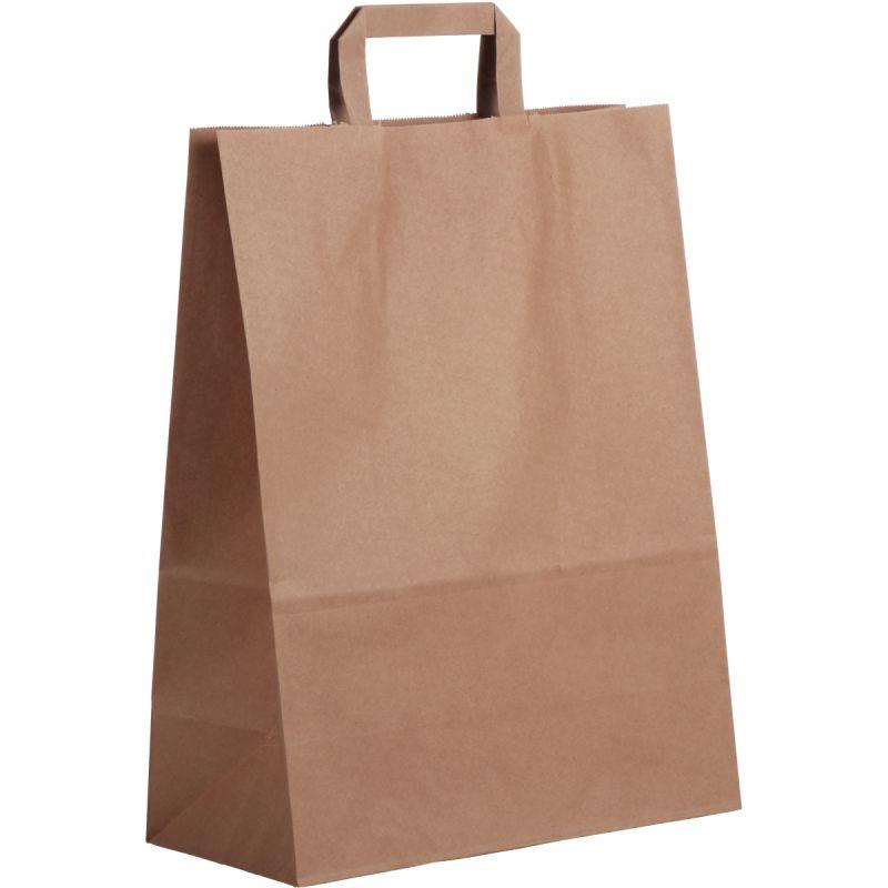 Image de  Paquet de 50 sacs kraft brun 32+16x42cm poignées plates 