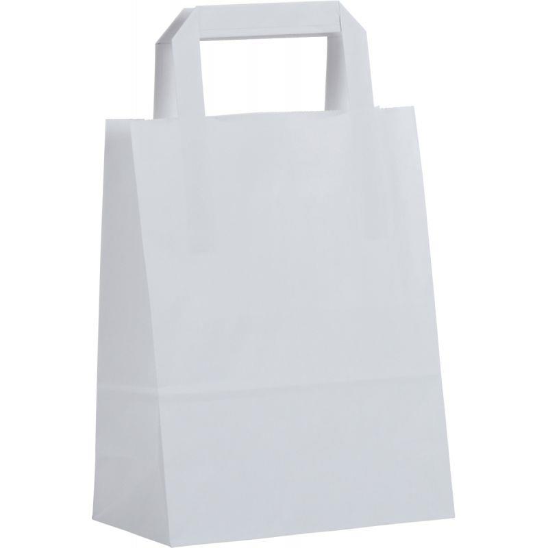 Image de  Paquet de 50 sacs kraft blanc 18+8x22cm poignées plates 