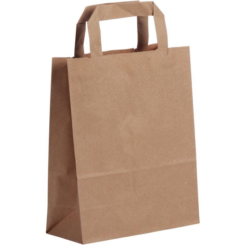 Image de  Paquet de 50 sacs kraft brun 18+8x22cm poignées plates 