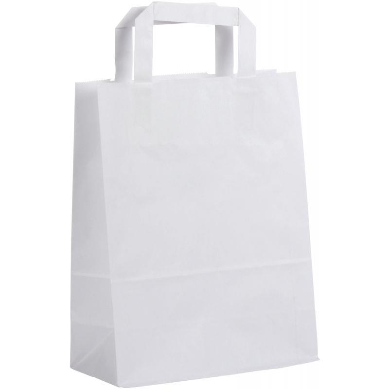 Image de  Paquet de 50 sacs kraft blanc 22+10x28cm poignées plates 