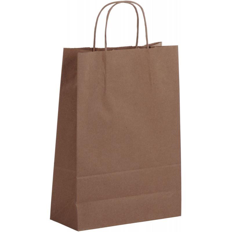 Image de  Paquet de 50 sacs kraft brun 22+10x31cm poignées torsadées 