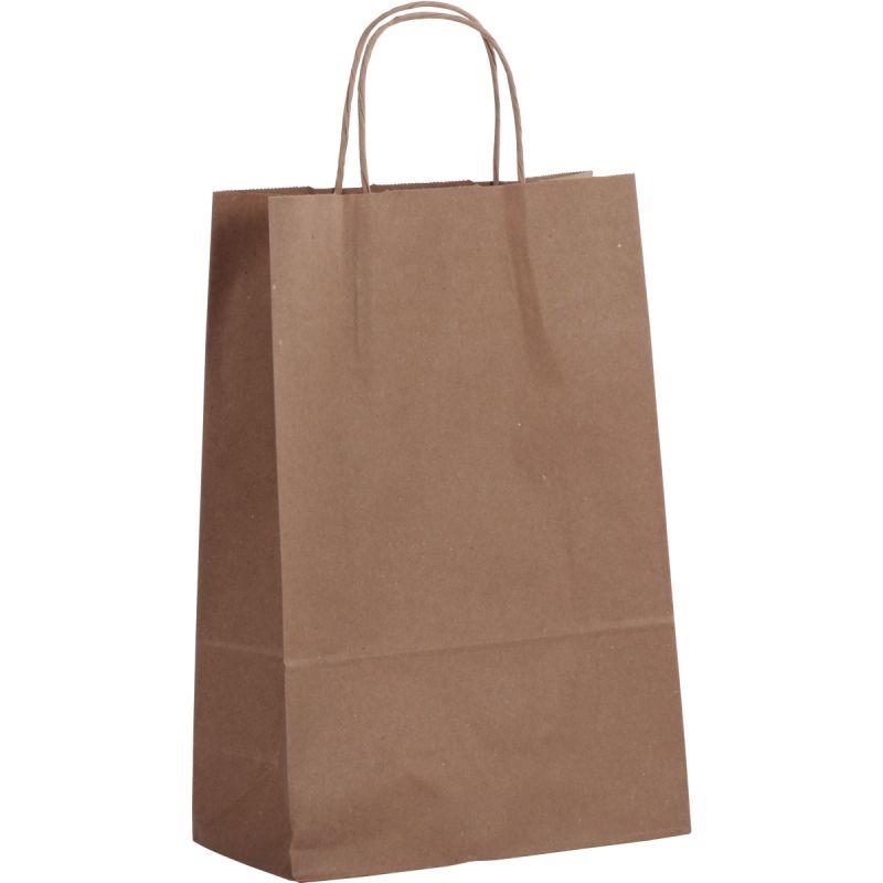Image de  Paquet de 50 sacs kraft brun 32+12x44cm poignées torsadées 