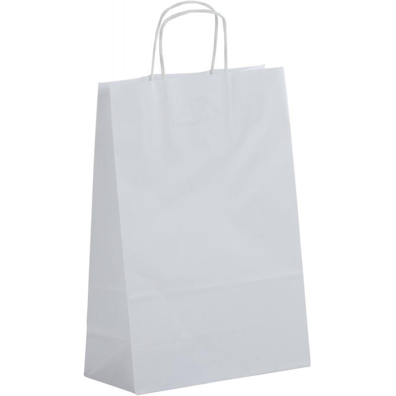 Image de  Paquet de 50 sacs kraft blanc 22+10x31cm poignées torsadées 