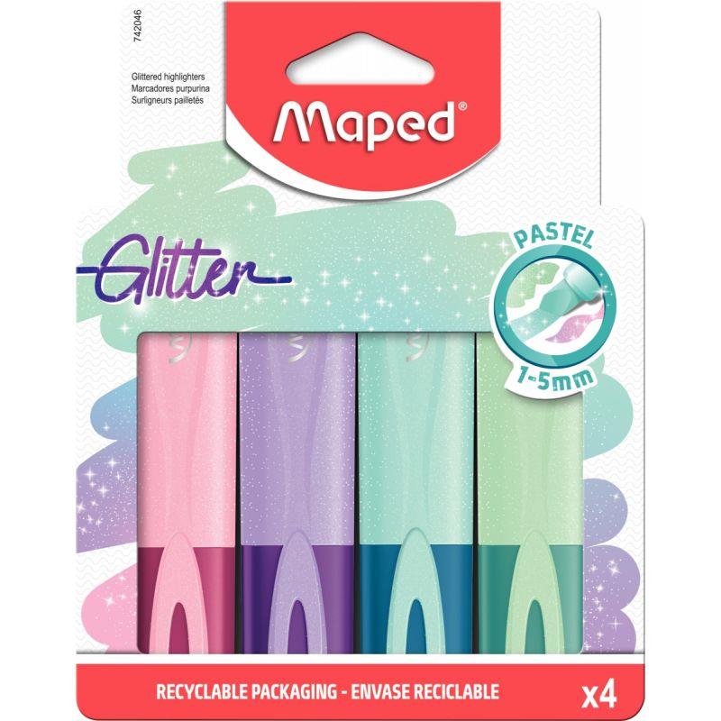 Image de  Pochette de 4 surligneurs FluoPeps glitter pastel 