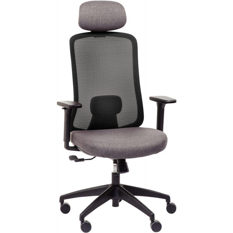 Image de  Siège Strarkle avec têtière structure noire/assise et résille gris/carter et support dorsal noir 