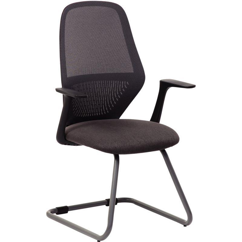 Image de  Lot de 2 sièges visiteur structure noire/Assise et résille gris foncé 