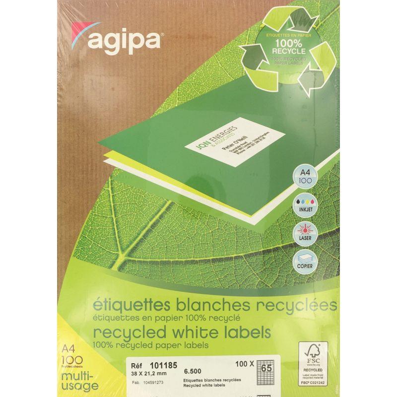 Image de  Boîte de 6500 étiquettes multi-usages blanches recyclées 38x21,2mm 