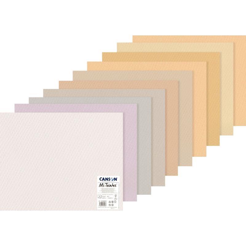 Image de  Paquet de 10 feuilles mi-teintes 50x65cm coloris pastels 