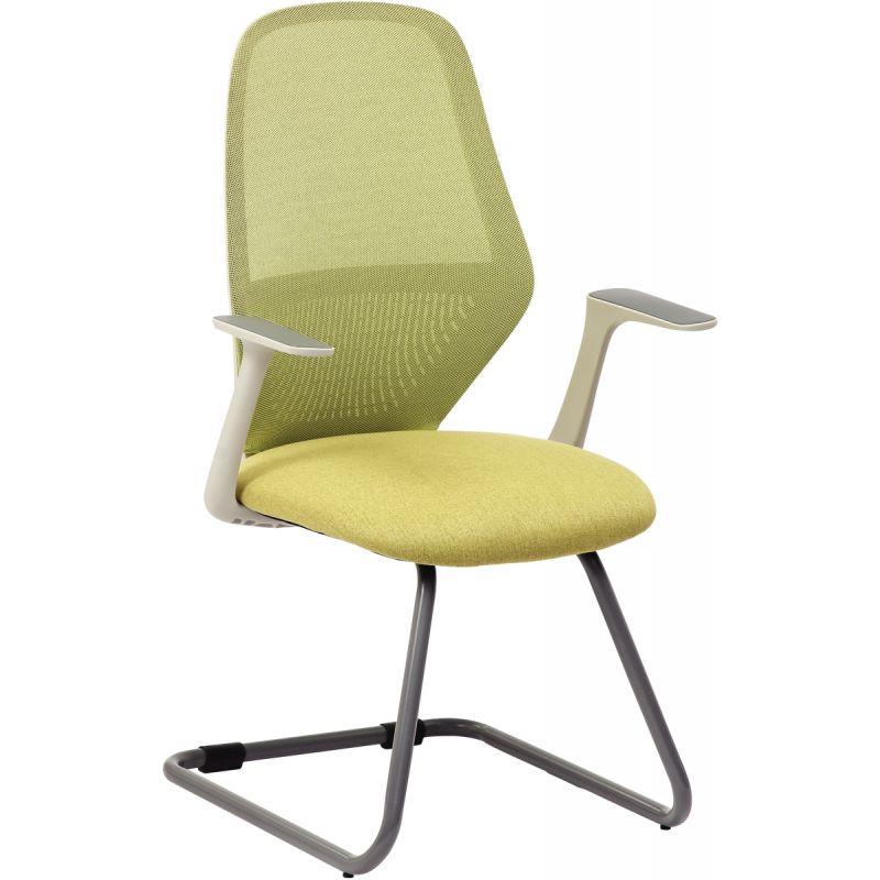 Image de  Lot de 2 sièges visiteur structure gris clair/Assise et résille gris vert 