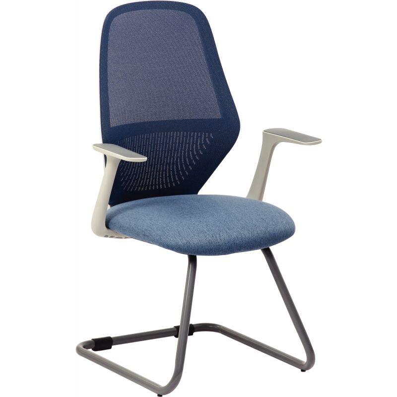 Image de  Lot de 2 sièges visiteur structure gris clair/Assise et résille gris bleu 