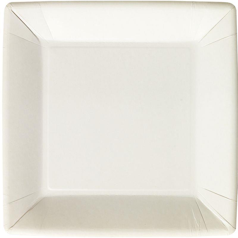 Image de  Paquet de 20 assiettes en carton 23x23cm blanches 