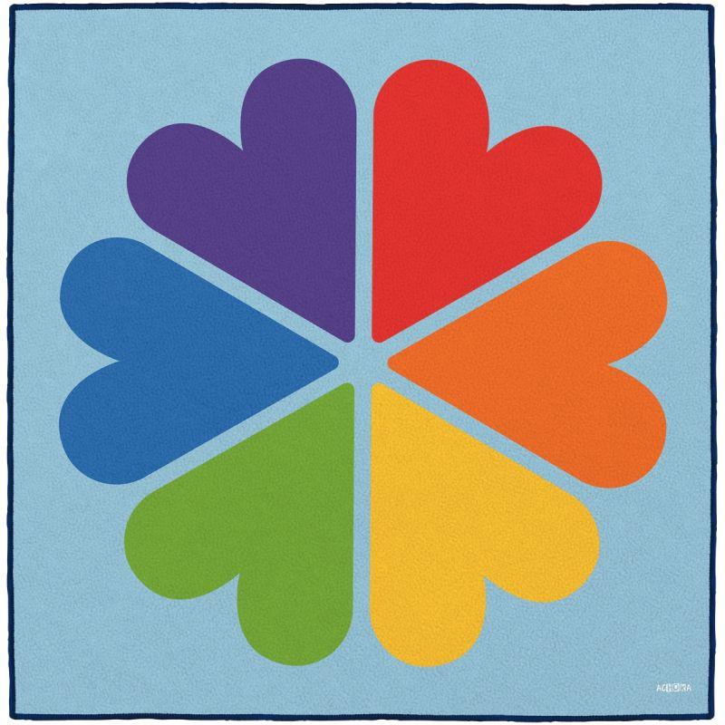 Image de  Tapis 200x200cm les coeurs en couleurs 