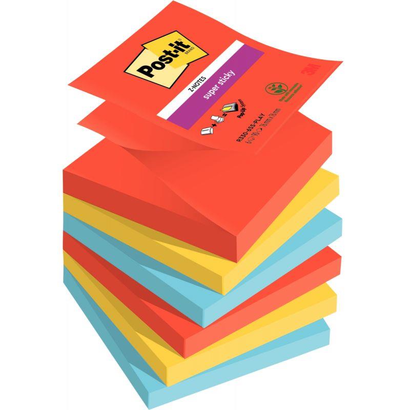 Image de  Lot de 6 blocs Z notes sticky post it 90 feuilles 76 x 76 mm collection playful 