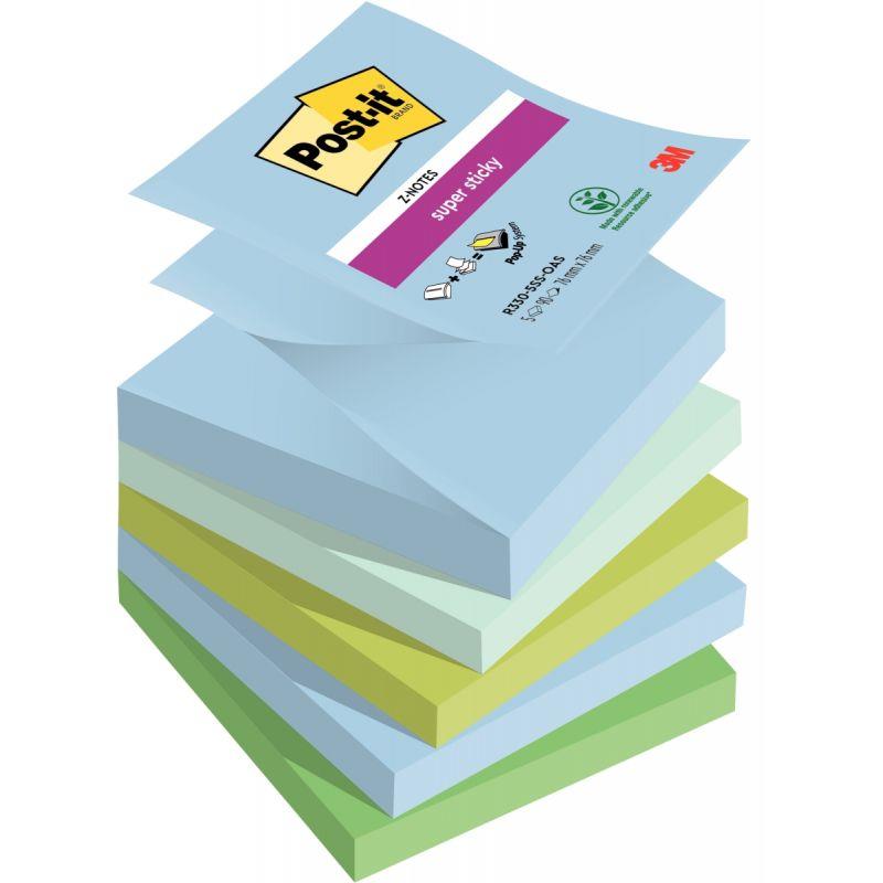 Image de  Lot de 5 blocs z-notes super sticky post-it 90 feuilles 76 x 76 mm collection OASIS 