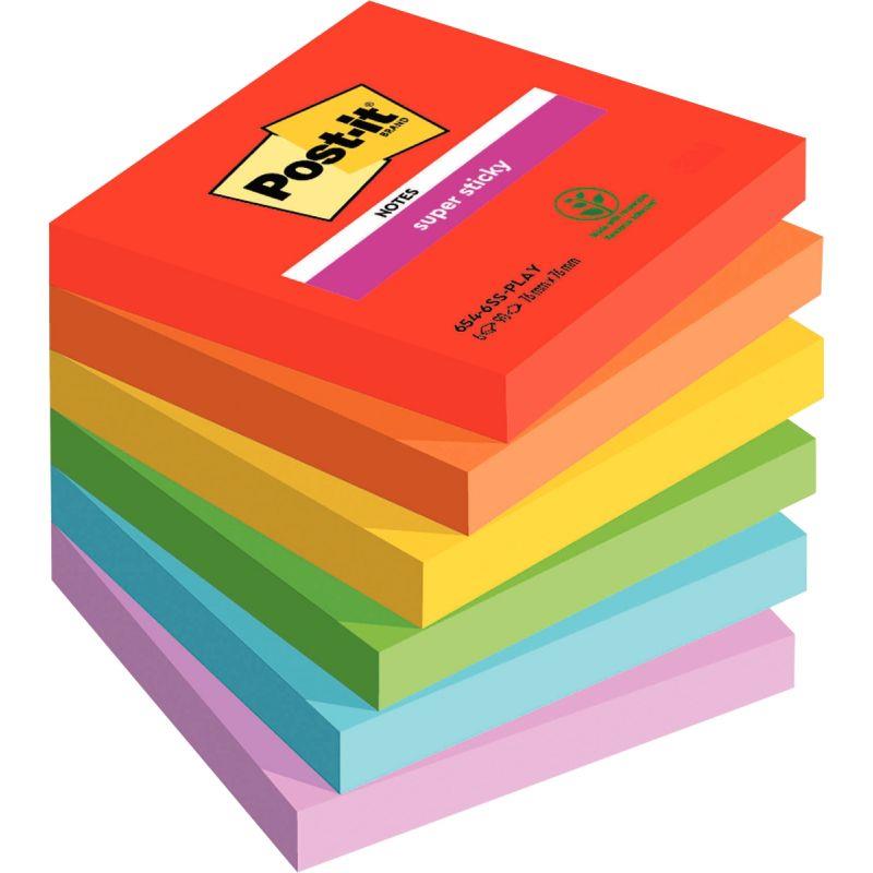 Image de  Paquet de 6 blocs notes sticky post-it  90 feuilles 76 x 76 mm collection playful 