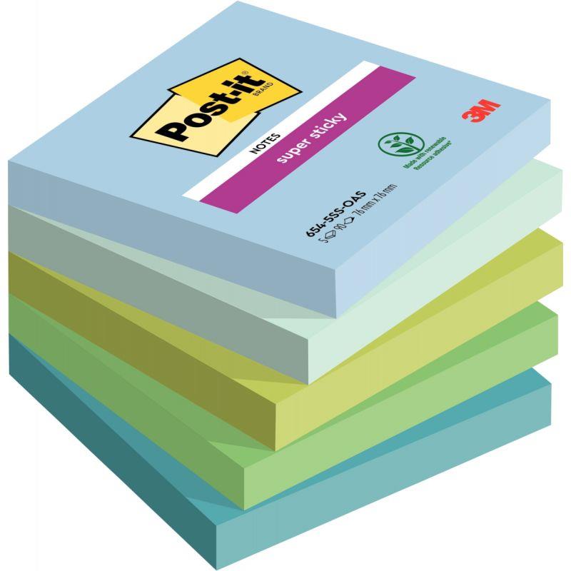 Image de  Paquet de 5 blocs notes super sticky post it 90 feuilles 76 x 76 mm  collection oasis 