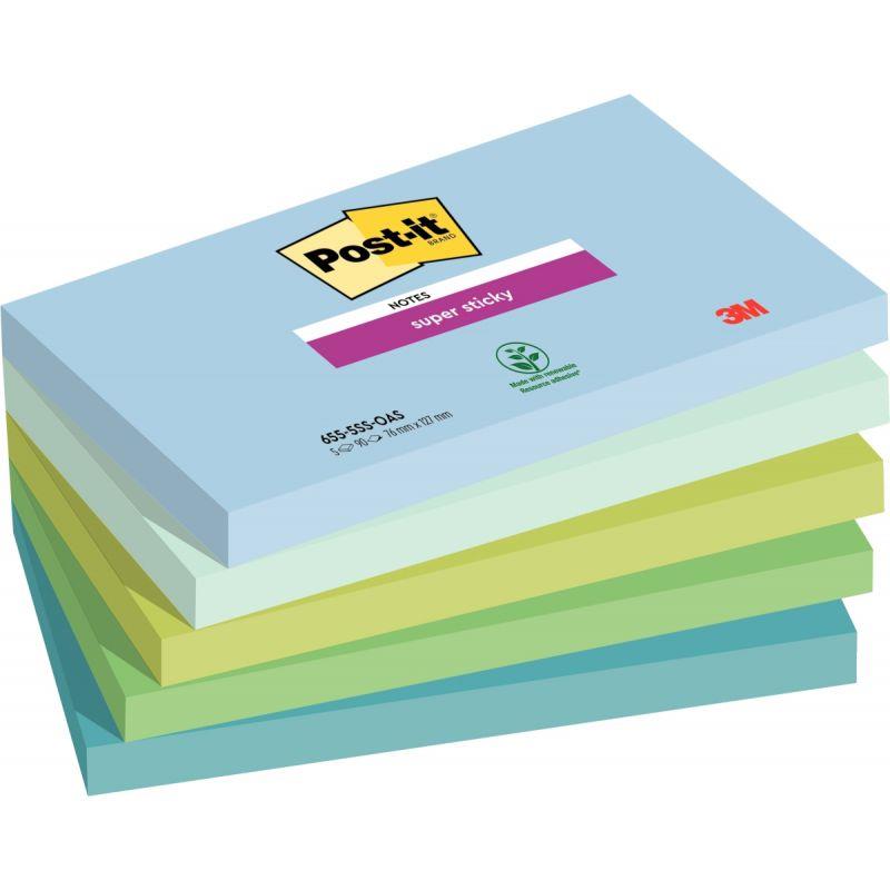 Image de  Lot de 5 blocs de 90 feuilles Notes Super Sticky post-it, 76 x 127 mm collection oasis 