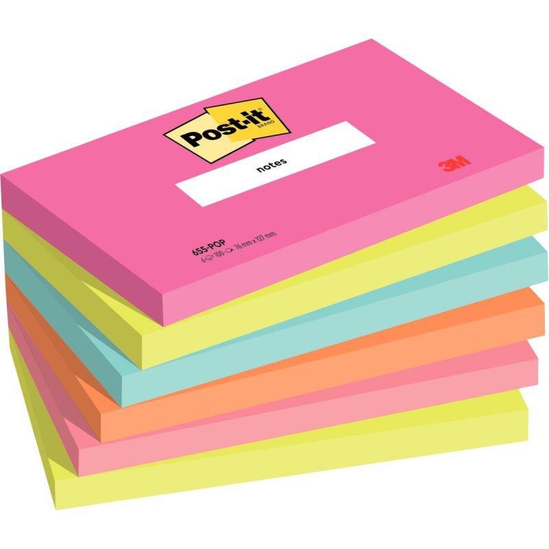 Image de  Paquet de 6 blocs notes de 100 feuilles Post-it  76 x 127 mm collection poptimistic 