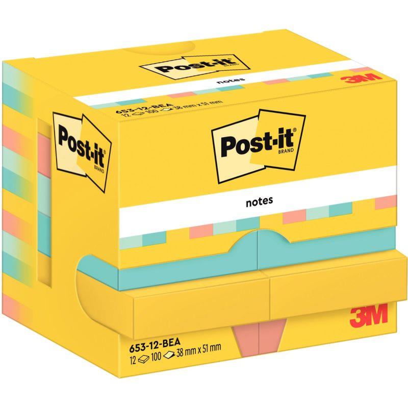 Image de  Paquet de 12 blocs notes post it collection beachside 100 feuilles 38 x 51 mm 