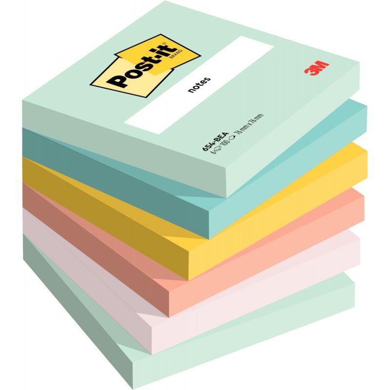 Image de  Paquet de 6 blocs notes post it adhesives100 feuilles 76 x 76 mm  collection Beachside 
