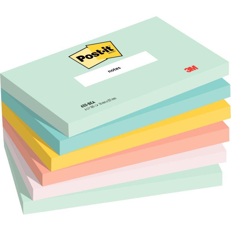 Image de  Paquet de 6 blocs notes post it collection beachside 100 feuilles 76 x 127 mm 