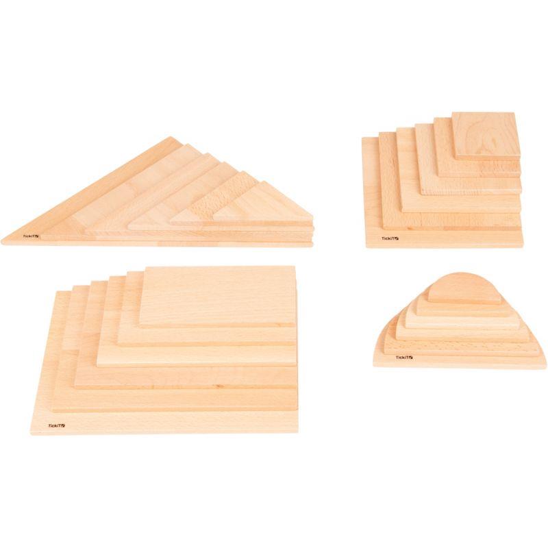 Image de  Boite de 24 pièces géométriques en bois 4 formes 