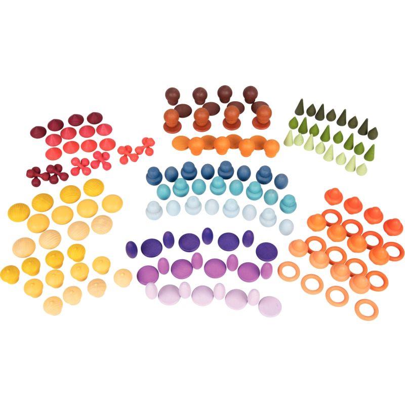 Image de  Boite de 168 pièces en bois formes et couleurs assorties 