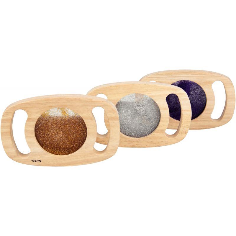 Image de  Lot de 3 panneaux à paillettes en bois 