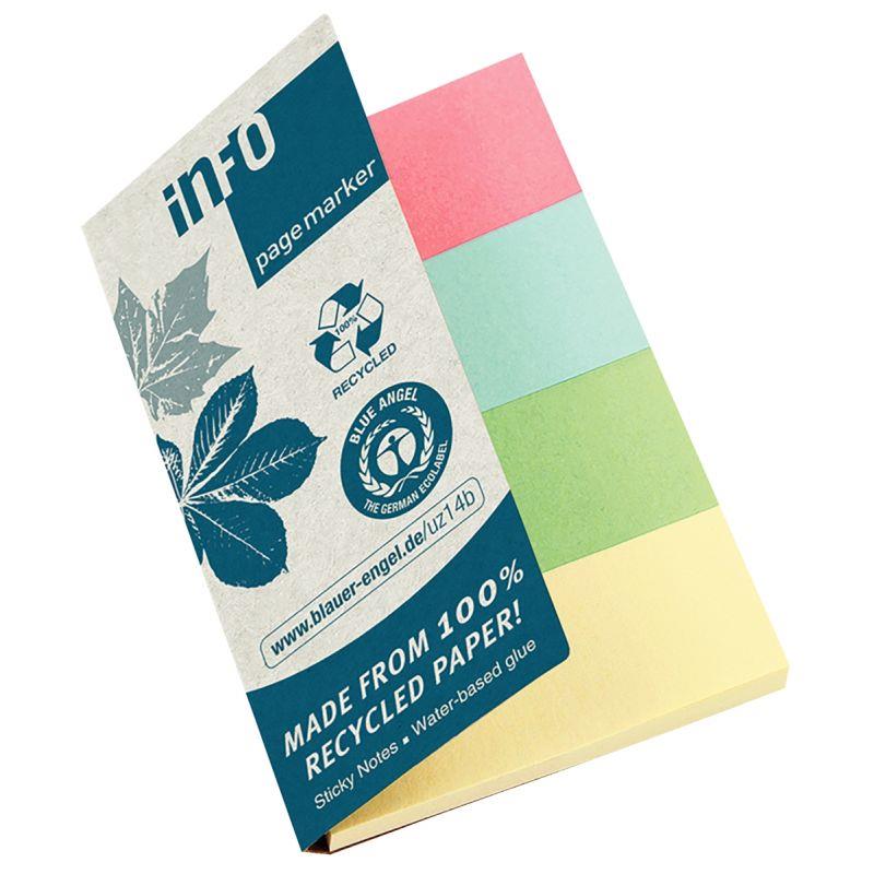 Image de  Etui de 4 distributeurs de 40 marque-pages  en papier recyclés couleurs assorties 