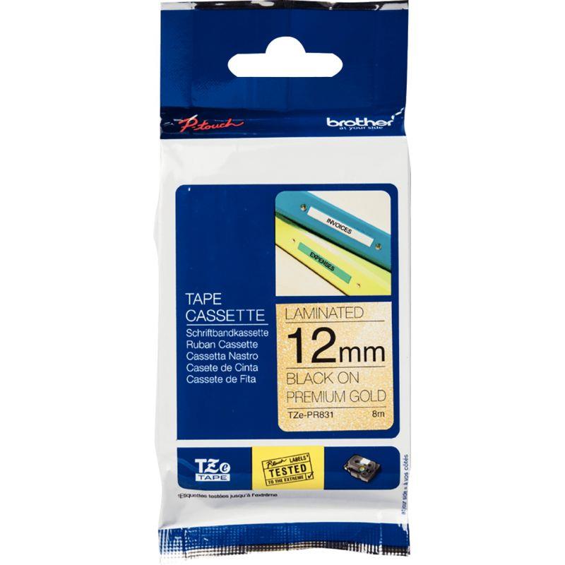 Image de  Recharge BROTHER TZE noir sur or 12mm 