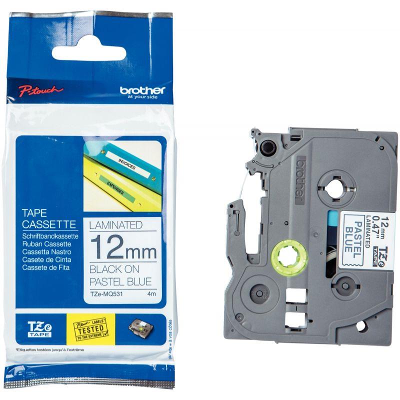 Image de  Recharge BROTHER TZE noir sur bleu pastel 12mm 