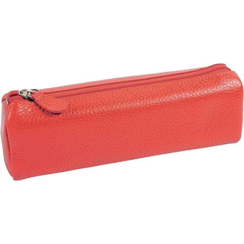 Image de  Trousse en cuir trapèze orange format 22cm x 6cm x 8.5cm 