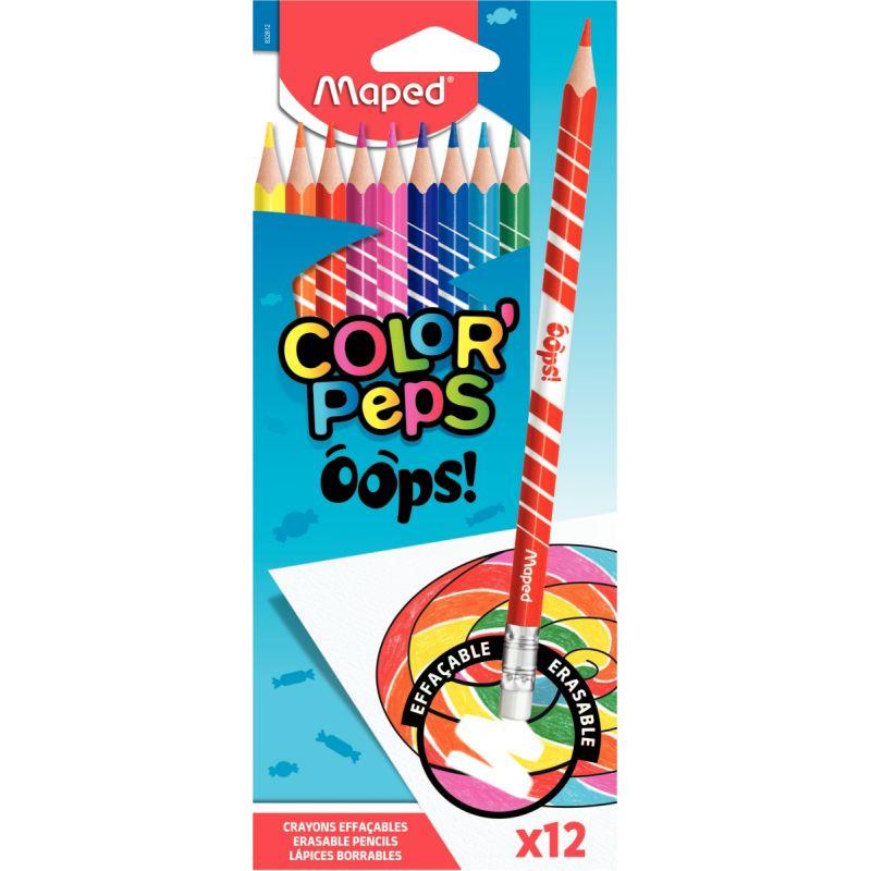 Image de  Pochette de 12 crayons de couleur Oops effaçables 