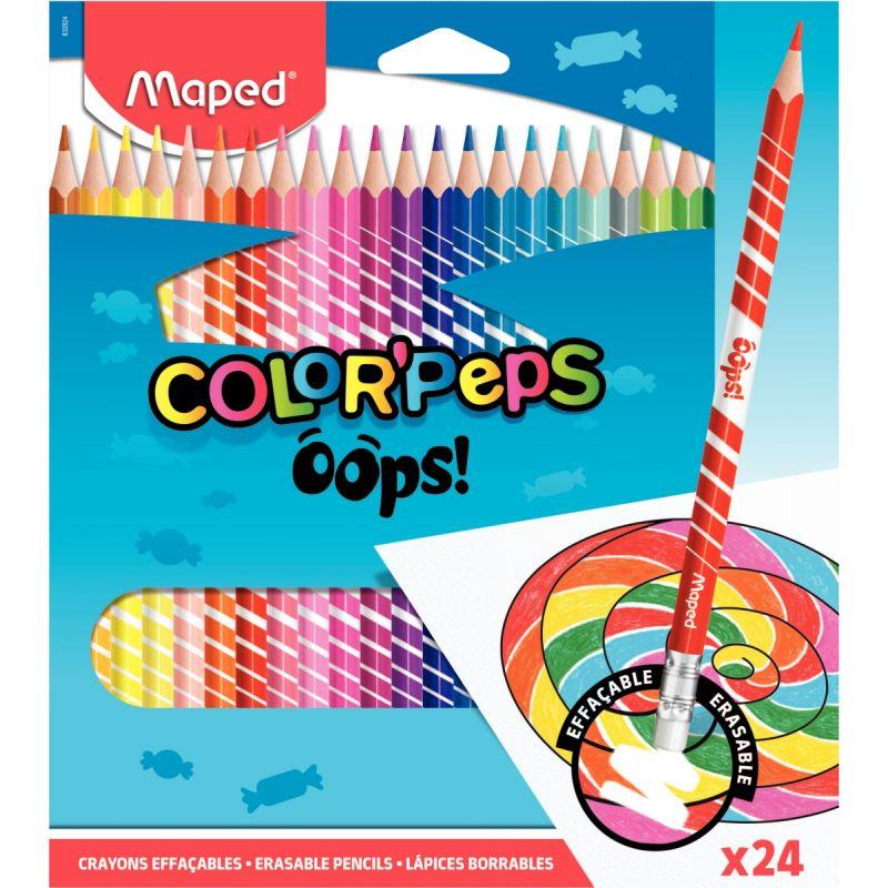 Image de  Pochette de 24 crayons de couleur Oops effaçables 