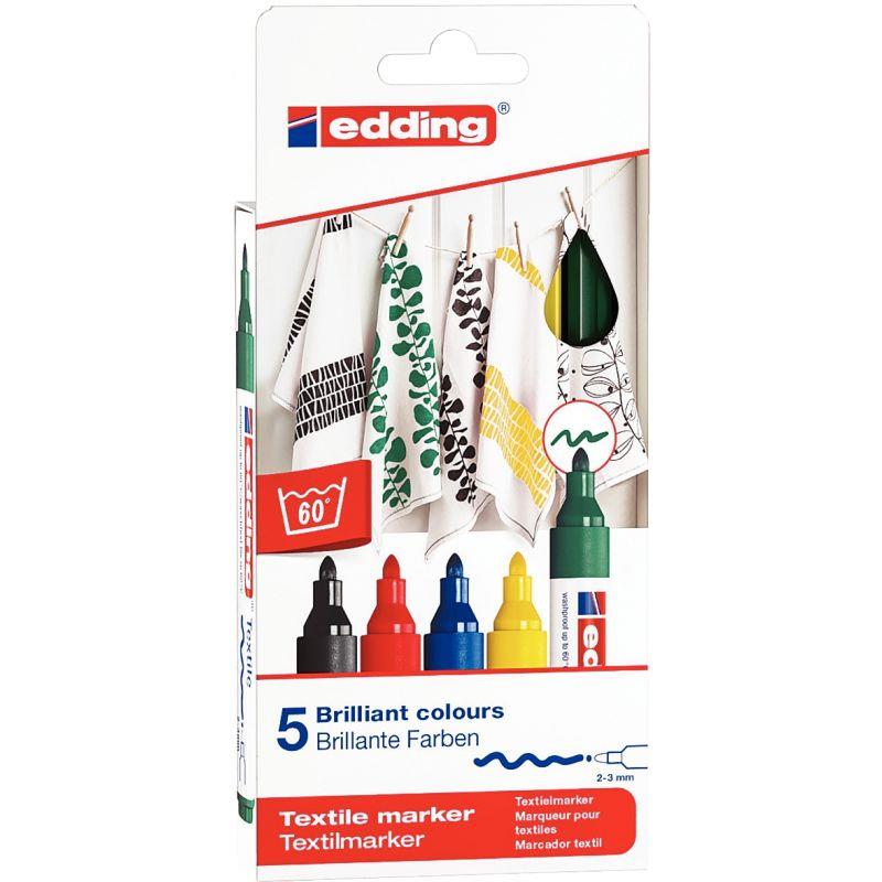 Image de  Boîte de 5 marqueurs textile E-4500 basic 