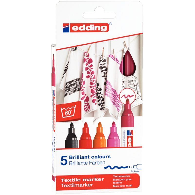 Image de  Boîte de 5 marqueurs textile E-4500 chaudes 