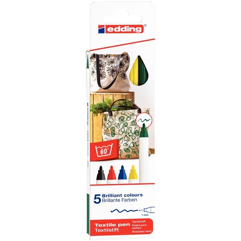 Image de  Boîte de 5 marqueurs textile E-4600 basic 