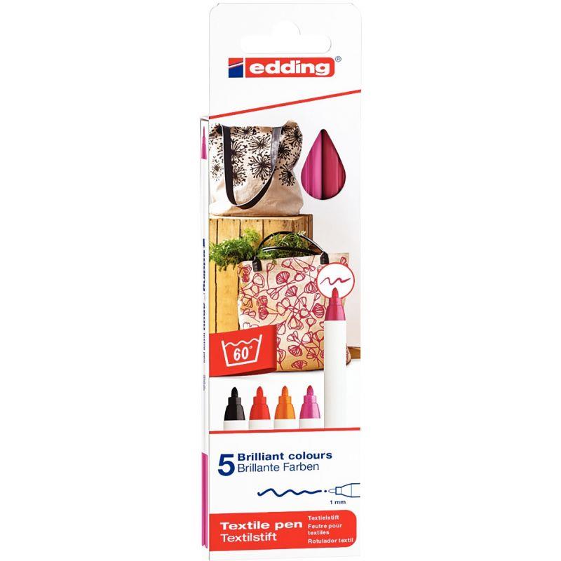 Image de  Boîte de 5 marqueurs textile E-4600 chaudes 