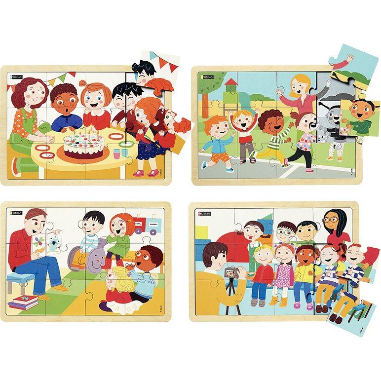 Image de  Lot de 4 puzzles, les bons moments à l''école 