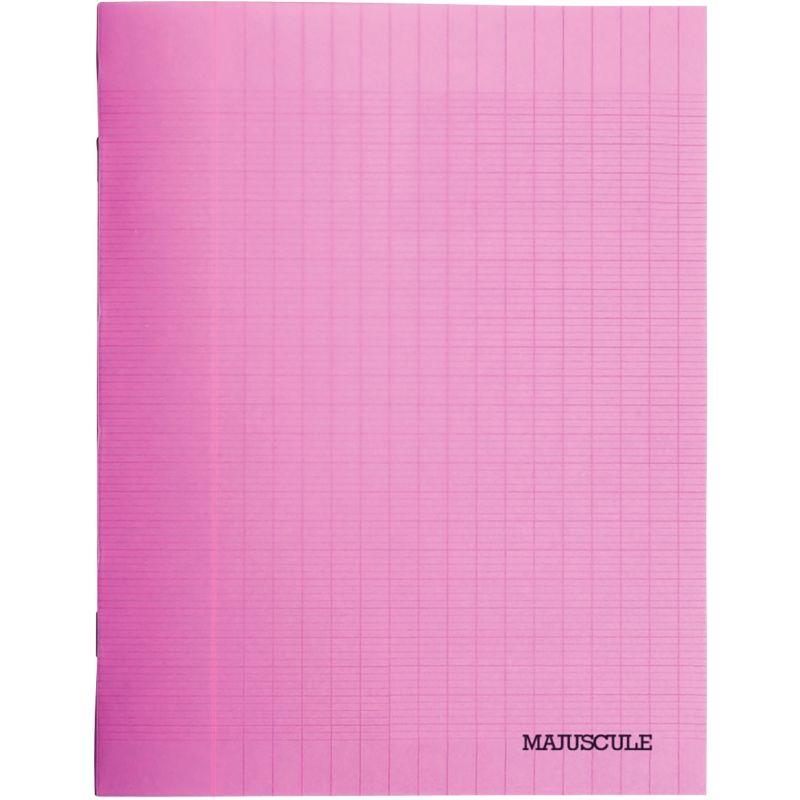 Image de  Piqûre 64 pages MAJUSCULE, format 17x22 cm, papier blanc 90g, seyès, couverture polypropylène rose 