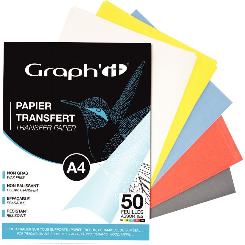 Image de  Pochette de 50 feuilles de papier décalquant format A4 coloris assortis 