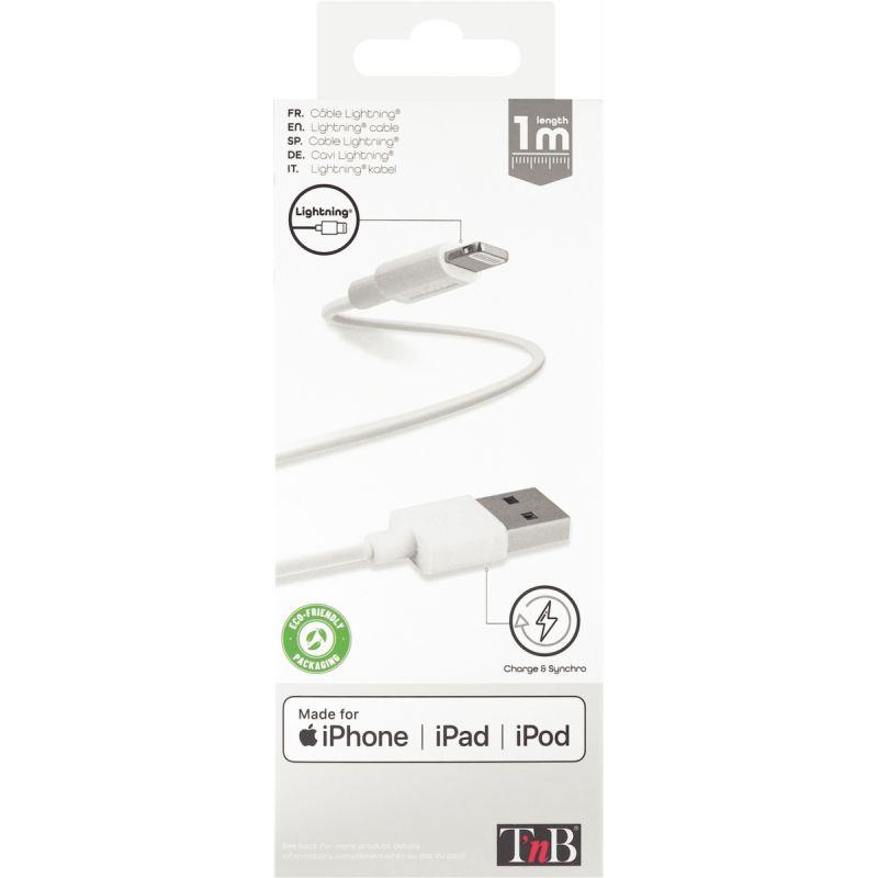 Image de  Cordon USB type A vers type Lightning 1m blanc 