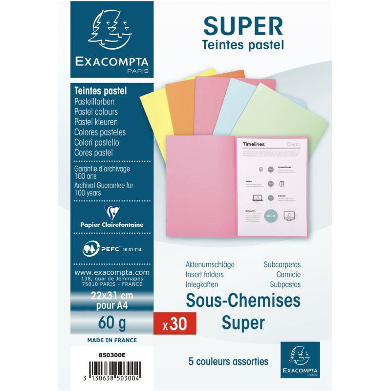 Image de  Paquet de 30 sous-chemises 60g format 22x31 cm coloris assortis 